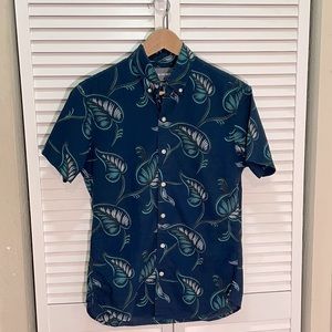 Bonobos mens stretch riviera seersucker Hawaiian shirt slim fit S